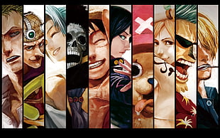 One Piece wallpaper, panels, Roronoa Zoro, Nami, Brook