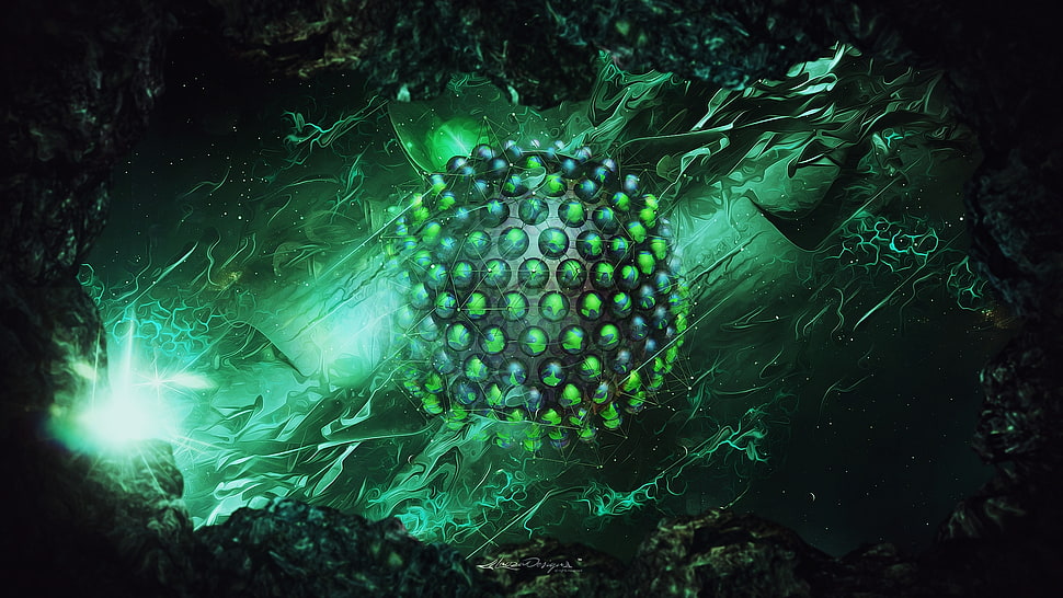 green ball illustration HD wallpaper