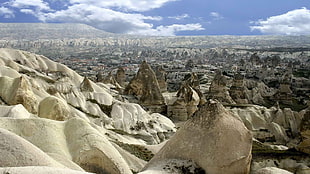 gray rock formations, Cappadocia, landscape