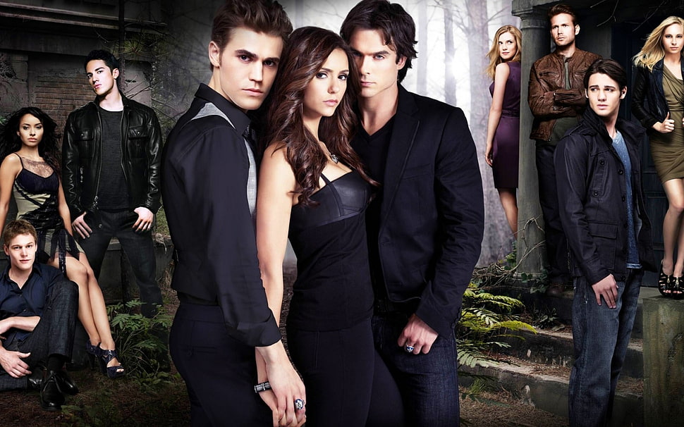 The Vampire Diary wallpaper, The Vampire Diaries, Paul Wesley, Ian Somerhalder, Nina Dobrev HD wallpaper