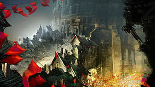 brown castle illustration, video games, Guild Wars 2, artwork