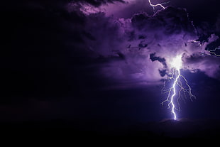 lightning wallpaper, lightning, purple, night HD wallpaper