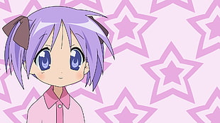 girl with purple hair anime digital wallpaper HD wallpaper