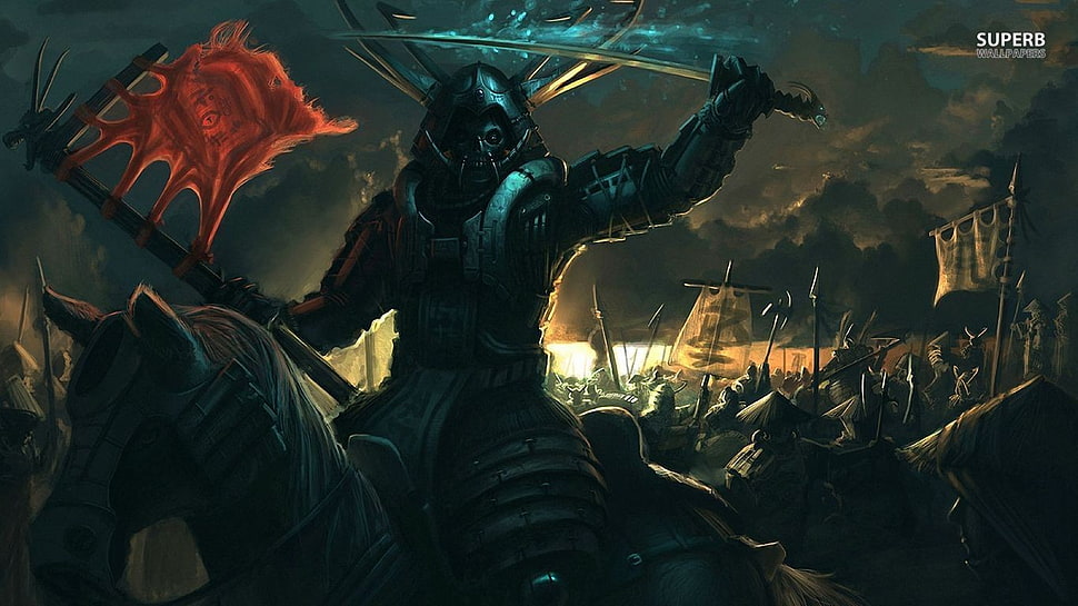 game application wallpaper, warrior, samurai HD wallpaper