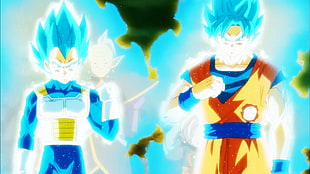 Super Goku and Vegeta God digital wallpaper, Son Goku, trunks, Vegeta, Dragon Ball Super