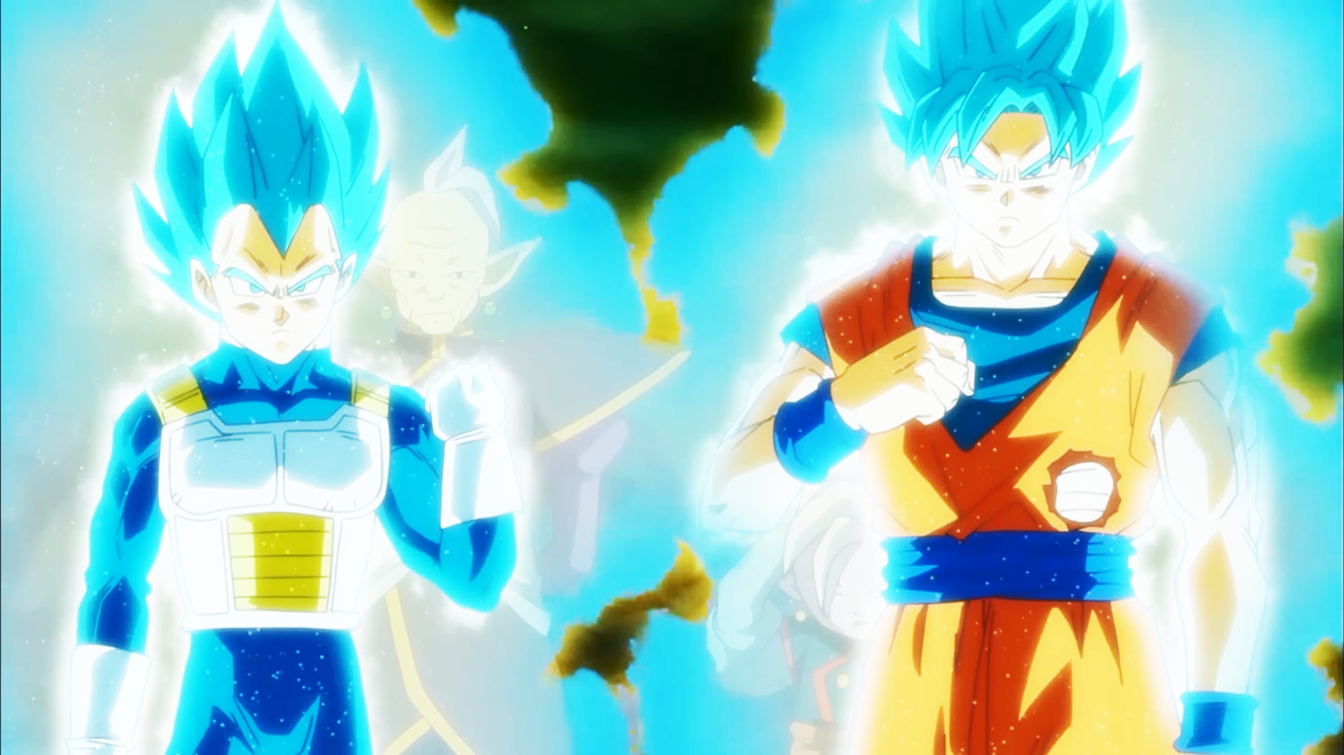 Super Goku and Vegeta God digital wallpaper, Son Goku, trunks, Vegeta, Dragon Ball Super