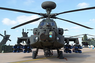 black helicopter, military, helicopters, aircraft, Boeing Apache AH-64D