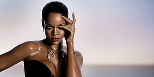 selective focus photography of Rihanna