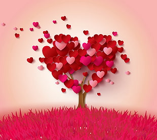 heart tree cutout decor, nature, love
