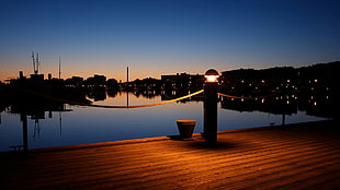 dock LED light, dock, night, lantern HD wallpaper