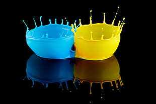 blue and yellow paint splash