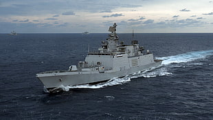 gray destroy ship, Shivalik-class frigate, frigates, warship, Indian-Navy HD wallpaper