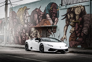 white Lamborghini Aventador HD wallpaper