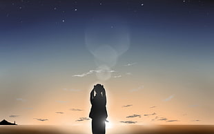 silhouette photo of female anime character, anime, anime girls HD wallpaper