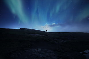 green aurora light, nature, photography, sky, night