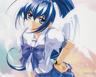female blue hair anime character