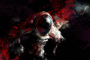 painting of astronaut, fantasy art HD wallpaper
