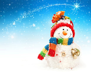 Snowman with bokeh light HD wallpaper
