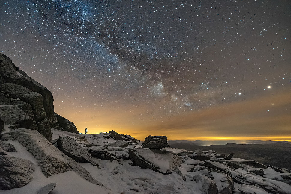 photo of mountain alps during golden hour, glyder fach, snowdonia HD wallpaper