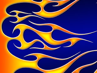 yellow and blue flame illustration