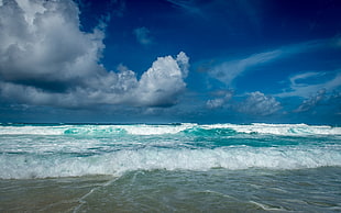 blue sea wave, nature, landscape, sea, beach HD wallpaper