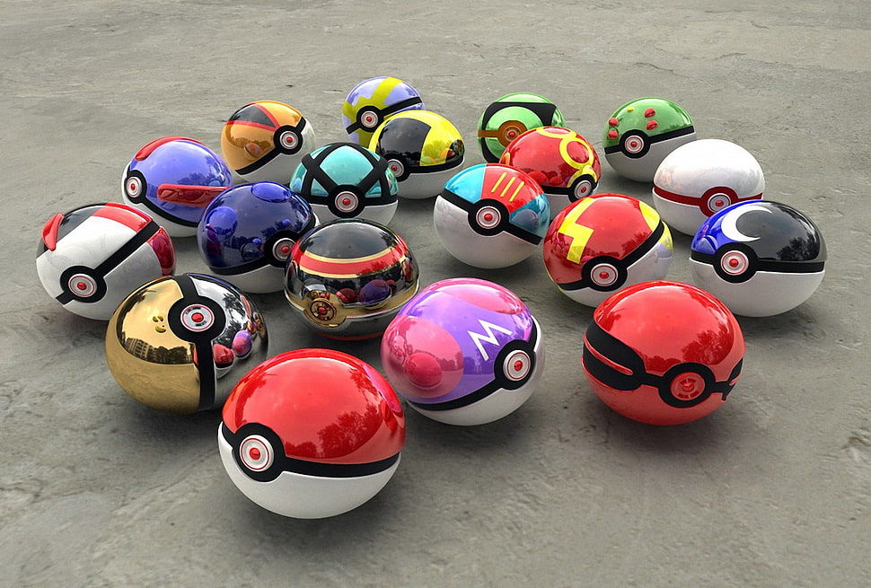 assorted-color Pokemon ball collection, Pokémon, Poké Balls HD wallpaper