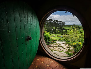 green trees, The Hobbit, door, nature