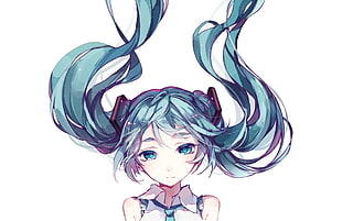 blue-haired female anime character, Hatsune Miku, Vocaloid