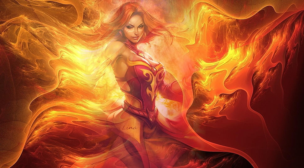 Lina Dota 2 Character HD wallpaper