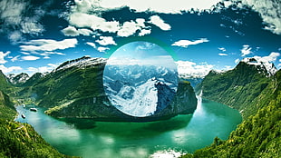 landscape photo of mountain and river, landscape, sea, circle, Geirangerfjord