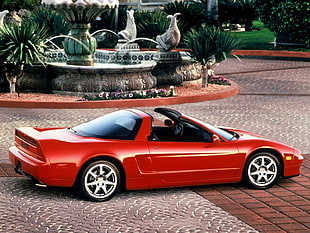 red convertible coupe along the way HD wallpaper