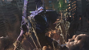 purple fiction character screenshot, digital art, Neon Genesis Evangelion, EVA Unit 01 HD wallpaper