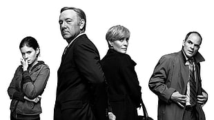 men's black suit jacket, House of Cards, Kevin Spacey, actor, monochrome