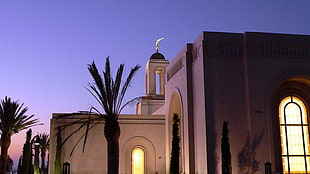 white concrete cathedral, Mormon, temple, The Church of Jesus Christ of Latter-day Saints