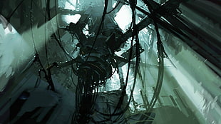 wrecked spacecraft illustration, video games, artwork, Portal (game), Portal 2 HD wallpaper