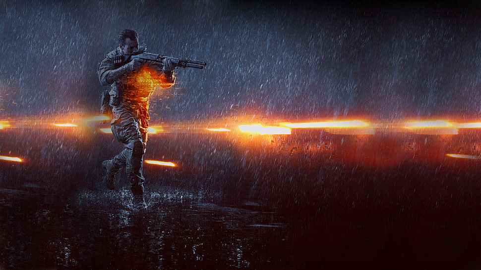 man holding rifle illustration, Battlefield 4 HD wallpaper