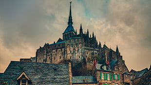 brown castle, HDR, building, Mont Saint-Michel, France HD wallpaper