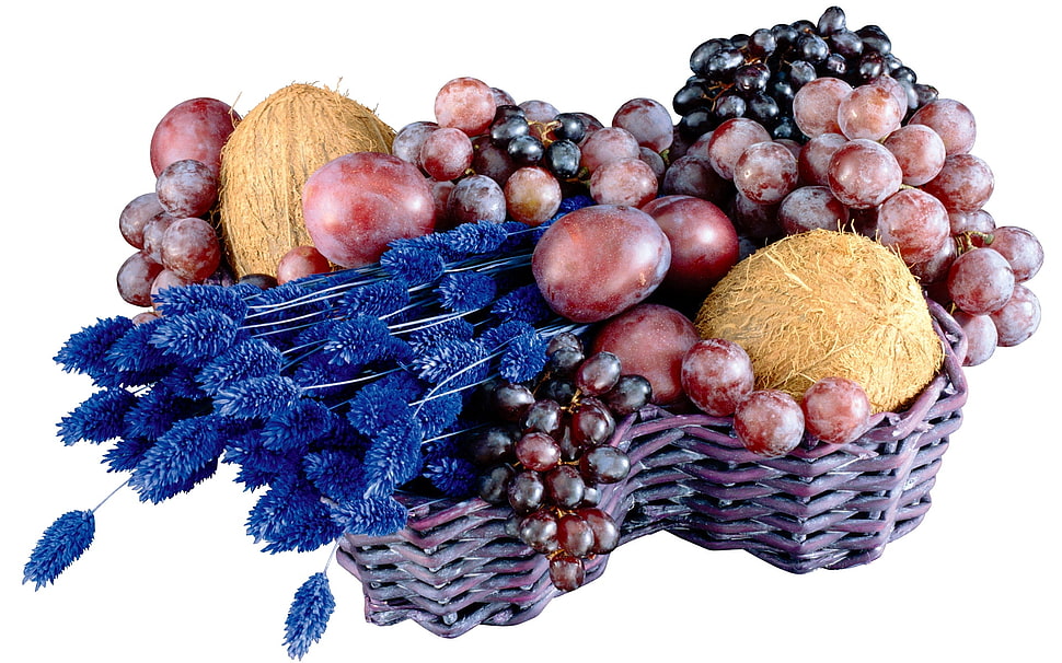 basket of assorted grapes HD wallpaper