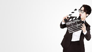 man in black suit jacket holding black clapboard, Blockb, Taeil, K-pop, Asian