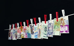 banknote collection clipped on string HD wallpaper