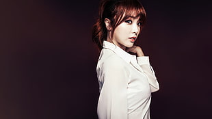 women's white dress shirt, Hong Jin Young, K-pop, women, Asian
