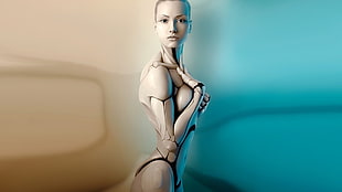 female robot illustration, robot, women, artwork, Gynoid