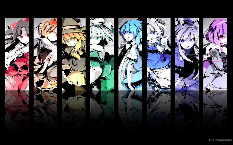 female anime characters wallpaper, anime, Touhou, Cirno, Hakurei Reimu HD wallpaper