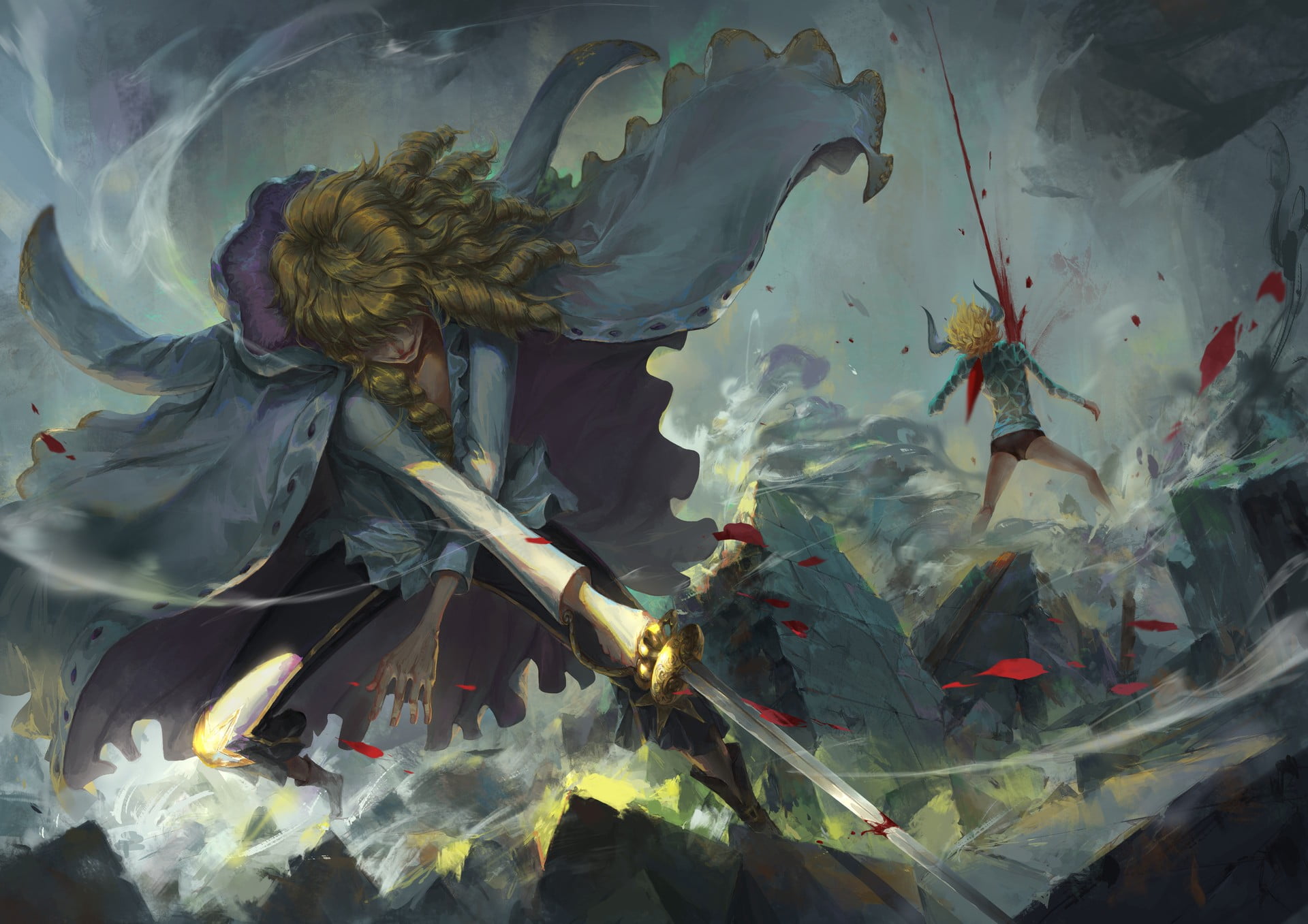 One Piece Cavendish, fantasy art, sword, One Piece, anime