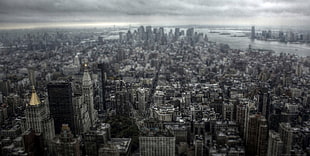 bird's eye view of city, bridge, city, New York City