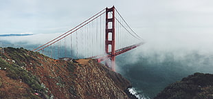 landmark, bridge, cliff, california HD wallpaper