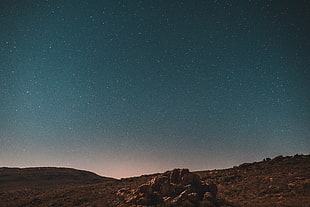 brown stone, starry night, night, rocks, desert HD wallpaper