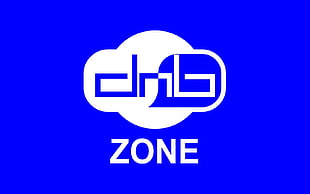 DNB zone logo, drum and bass, blue background, text