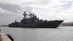 gray naval ship, ship, Marshal Shaposhnikov (Ship), Russian Navy, military