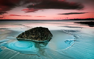 black islet, nature, landscape, rock, beach HD wallpaper